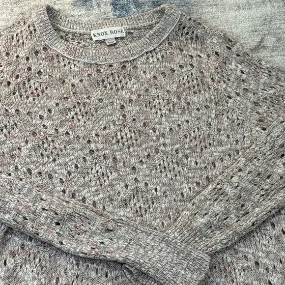 Knox Rose Sheer Knit‎ Tunic Sweater Ruffle Hem Academia Coquette Cottagecore L - Picture 5 of 15